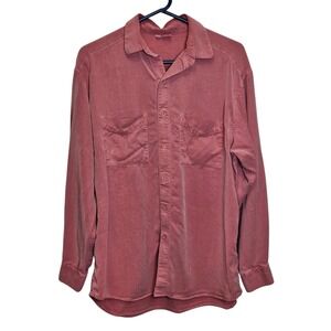 Trianello Mens‎ Big Shirt Red Small Button Up Long Sleeve Casual Garment Dyed